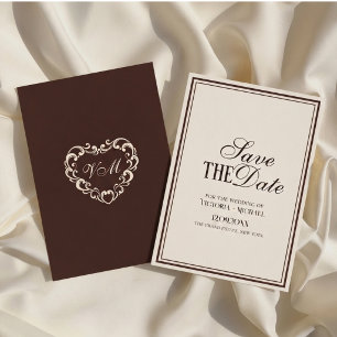 Old Money Ivory & Espresso Brown Fancy Wedding Save The Date
