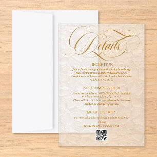 Old Money Ivory Wedding Details Acrylic Rsvp Card