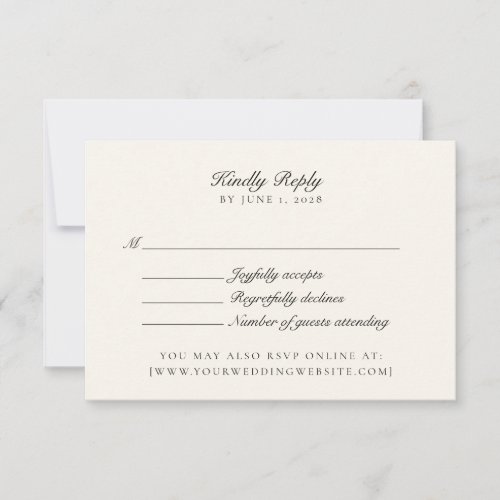 Old Money, Ivory Wedding Rsvp  Invitation