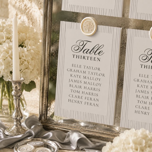 Old Money Mauve Stripe Wedding Seating Chart Table Number (Old Money Mauve Stripe Wedding Seating Chart Table Number)