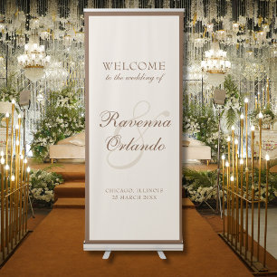 Old Money Mocha Brown Ivory Timeless Wedding Retractable Banner