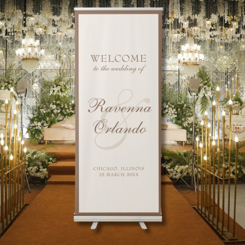 Old Money Mocha Brown Ivory Timeless Wedding Retractable Banner
