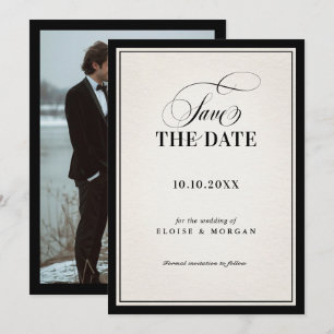Old Money Modern Formal Black Luxury Chic Wedding Save The Date