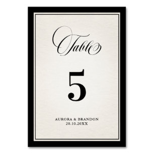 Old Money Modern Formal Black Luxury Chic Wedding Table Number