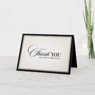 Old Money Modern Formal Black Photo Wedding Letterpress Thank You Card