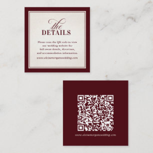 Old Money Modern Formal Burgundy Luxury Wedding Enclosure Card