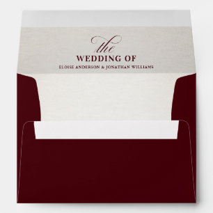 Old Money Modern Formal Burgundy Luxury Wedding Envelope