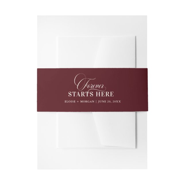 Old Money Modern Formal Burgundy Luxury Wedding Invitation Belly Band (Front Example)