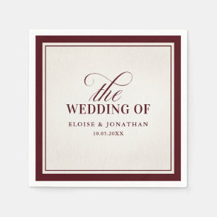 Old Money Modern Formal Burgundy Luxury Wedding Napkins