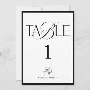 Old Money Monogram Wedding Table Number
