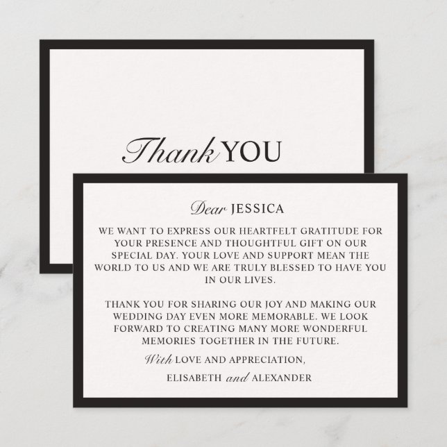 Old Money, Off-white Wedding Thank you card (Front/Back)