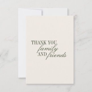 Old Money Olive Green Elegant Wedding  Thank You Card