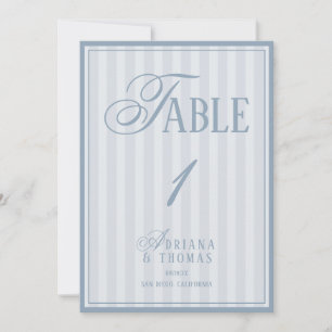 Old Money Pastel Blue Wedding Table Number