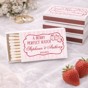 Old Money Pink Stripes Summer Custom Wedding Favor Matchboxes