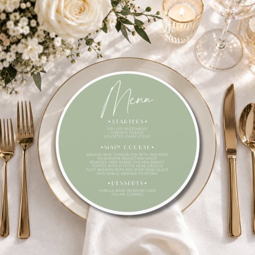 Old Money Quiet Round Wedding Guest Place Menu