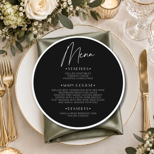 Old Money Quiet Round Wedding Guest Place Menu