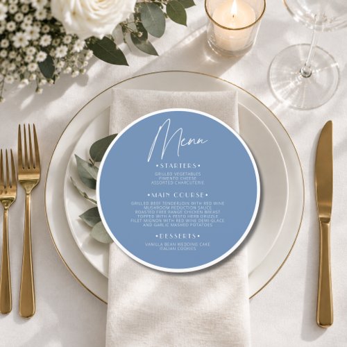 Old Money Quiet Round Wedding Guest Place Menu