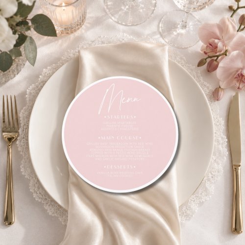 Old Money Quiet Round Wedding Guest Place Menu