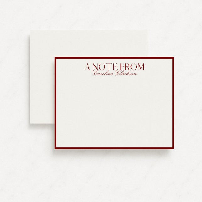 Old Money Red Border Modern Bold Text Note card (Creator Uploaded)