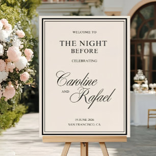 Old Money Rehearsal Dinner Welcome Sign, Elegan Foam Board