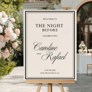 Old Money Rehearsal Dinner Welcome Sign, Elegan Foam Board