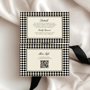 Old Money Retro Diamond Checkered Wedding Enclosure Card