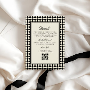 Old Money Retro Diamond Checkered Wedding Enclosure Card