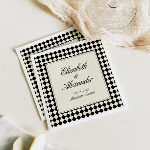 Old Money Retro Diamond Checkered Wedding Napkins