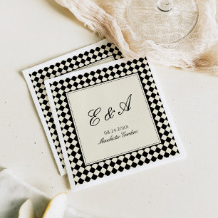 Old Money Retro Diamond Checkered Wedding Napkins
