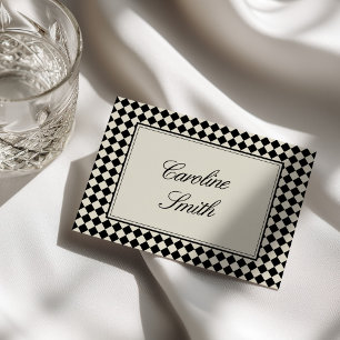 Old Money Retro Diamond Checkered Wedding Table Number