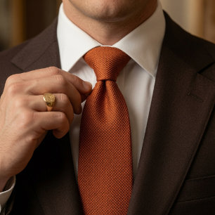 Old Money Rust Orange Birdseye Tweed Fabric Neck Tie