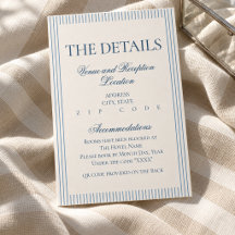 Old Money Script Blue Stripe Wedding Details