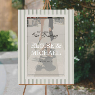 Old Money Script Green Thin Stripe Photo Foam Board