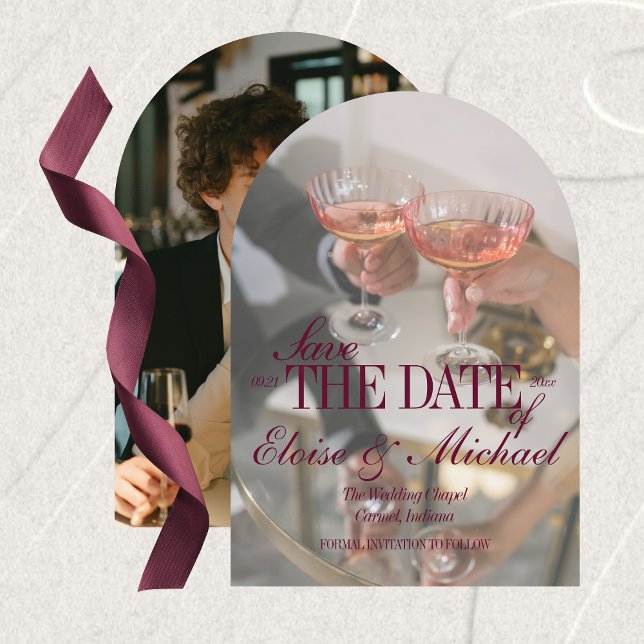 Old Money Script Overlay Double-sided Photo Save The Date (Old Money Script Overlay Double-sided Photo Save The Date)