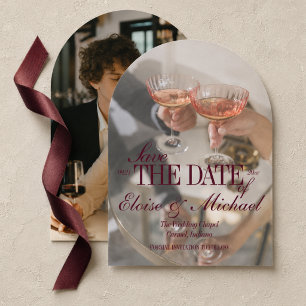Old Money Script Overlay Double-sided Photo Save The Date