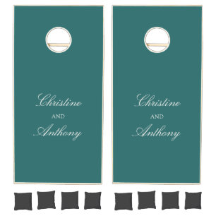 Old Money Teal Classic Wedding Cornhole Set