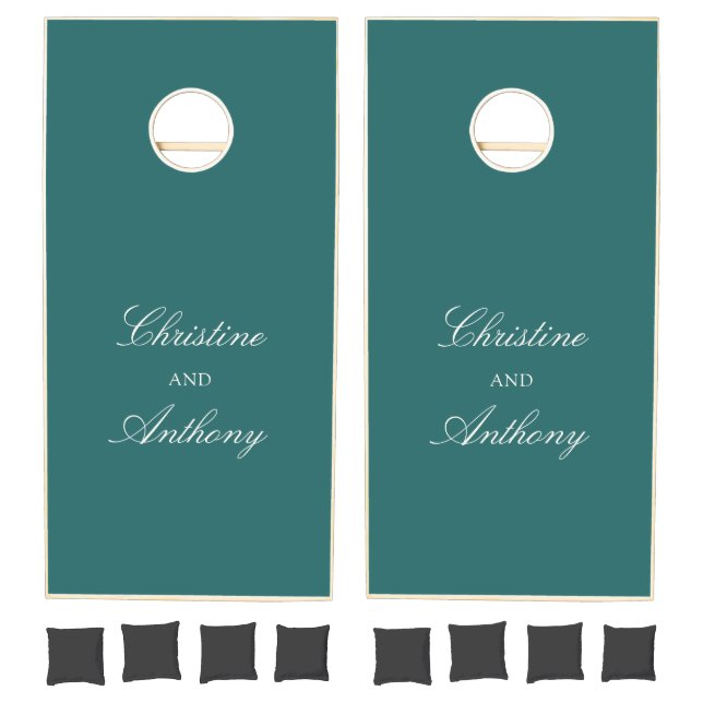 Old Money Teal Classic Wedding Cornhole Set (Set)