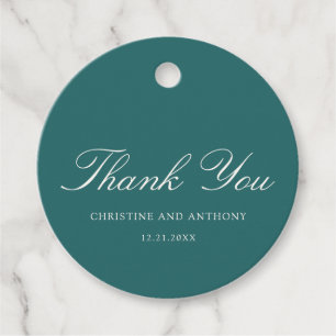 Old Money Teal Classic Wedding Favor Tags