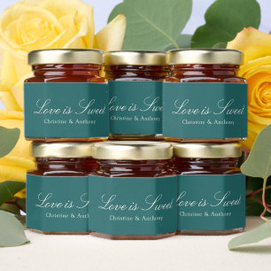 Old Money Teal Classic Wedding Honey Jar Favors