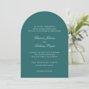 Old Money Teal Classic Wedding Invitation