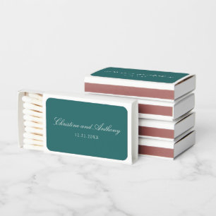 Old Money Teal Classic Wedding Matchboxes