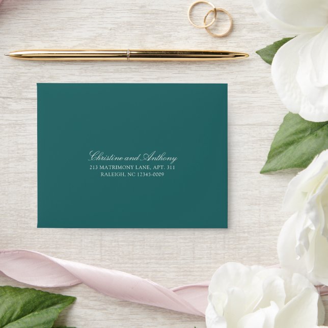 Old Money Teal Classic Wedding RSVP Envelope (Wedding)