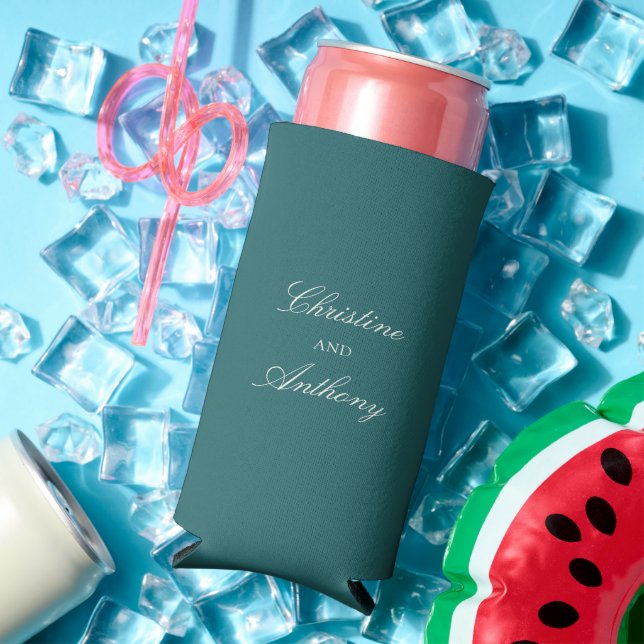 Old Money Teal Classic Wedding Seltzer Can Cooler (In Situ Summer)