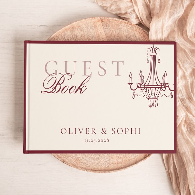 Old Money theme Deep Red Retro Wedding Guest Book (Creator Uploaded)