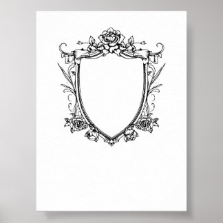 Old Money Vintage Crest Wedding Poster