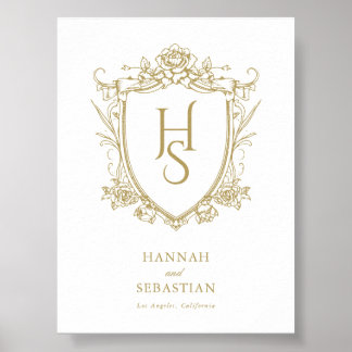 Old Money Vintage Crest Wedding Poster