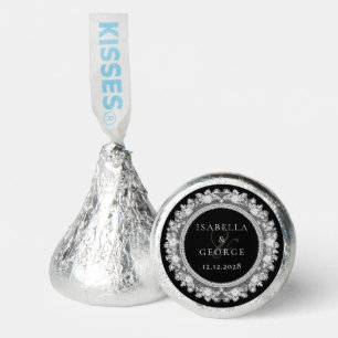 Old Money Wedding Black White Lace Thank you Hershey®'s Kisses®