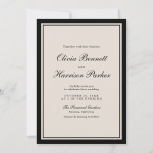 Old Money Wedding Classic Black Invitation