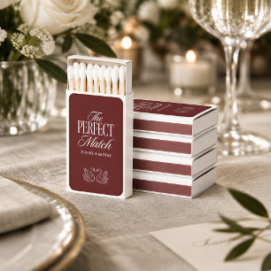 Old Money Wedding Favor Burgundy Swan Matchboxes