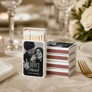 Old Money Wedding Favor with Couple's Photo Matchboxes